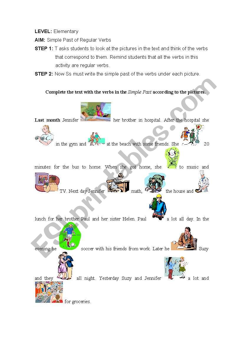Simple Past Pictures Activity worksheet