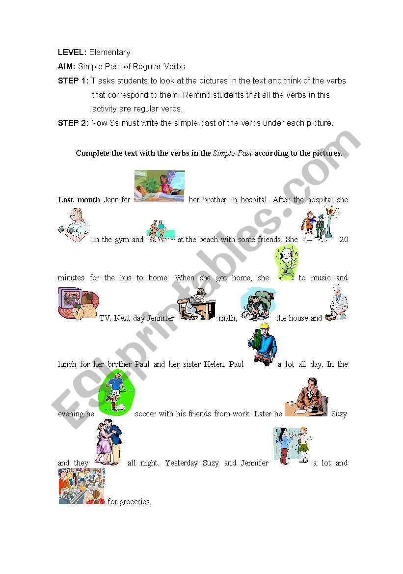 Simple Past Pictures Activity worksheet