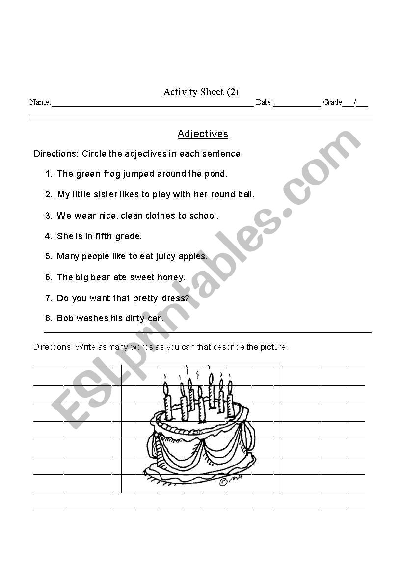 Adjectives worksheet