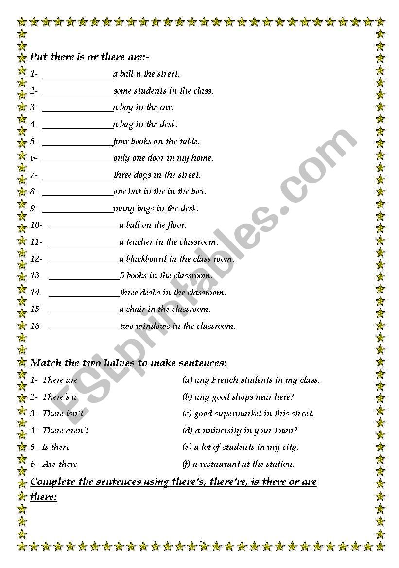 there is - there are worksheet