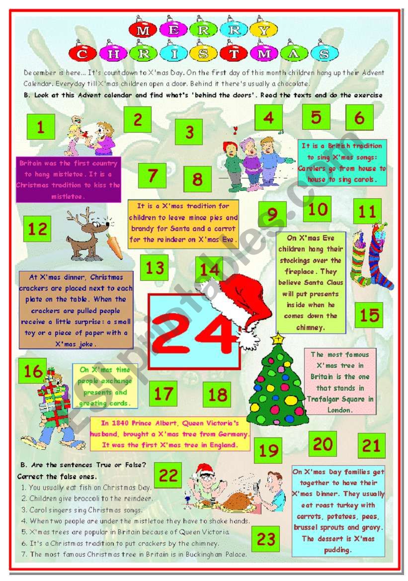 Christmas traditions worksheet