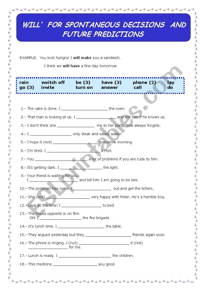 Future - will worksheet