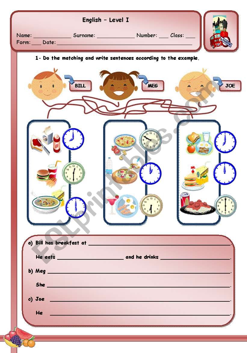 FOOD AND DRINKS - PART II worksheet