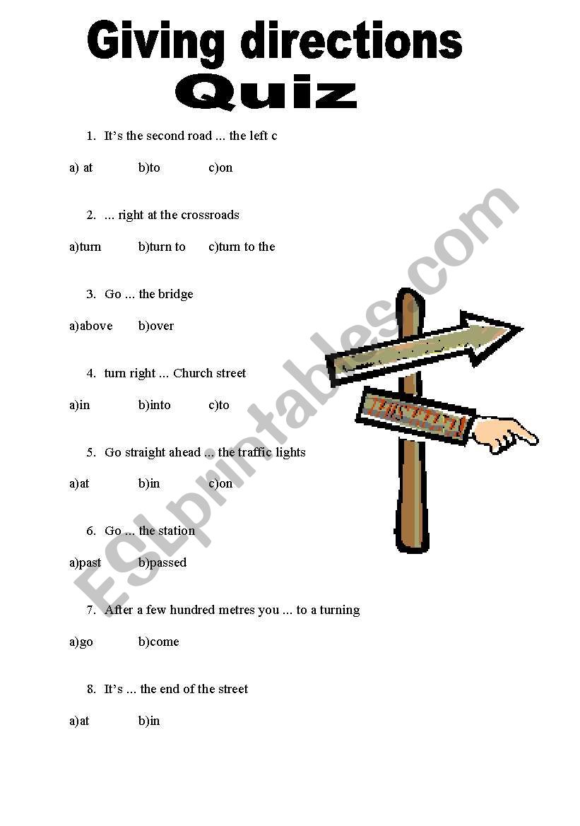 Giving directions worksheet