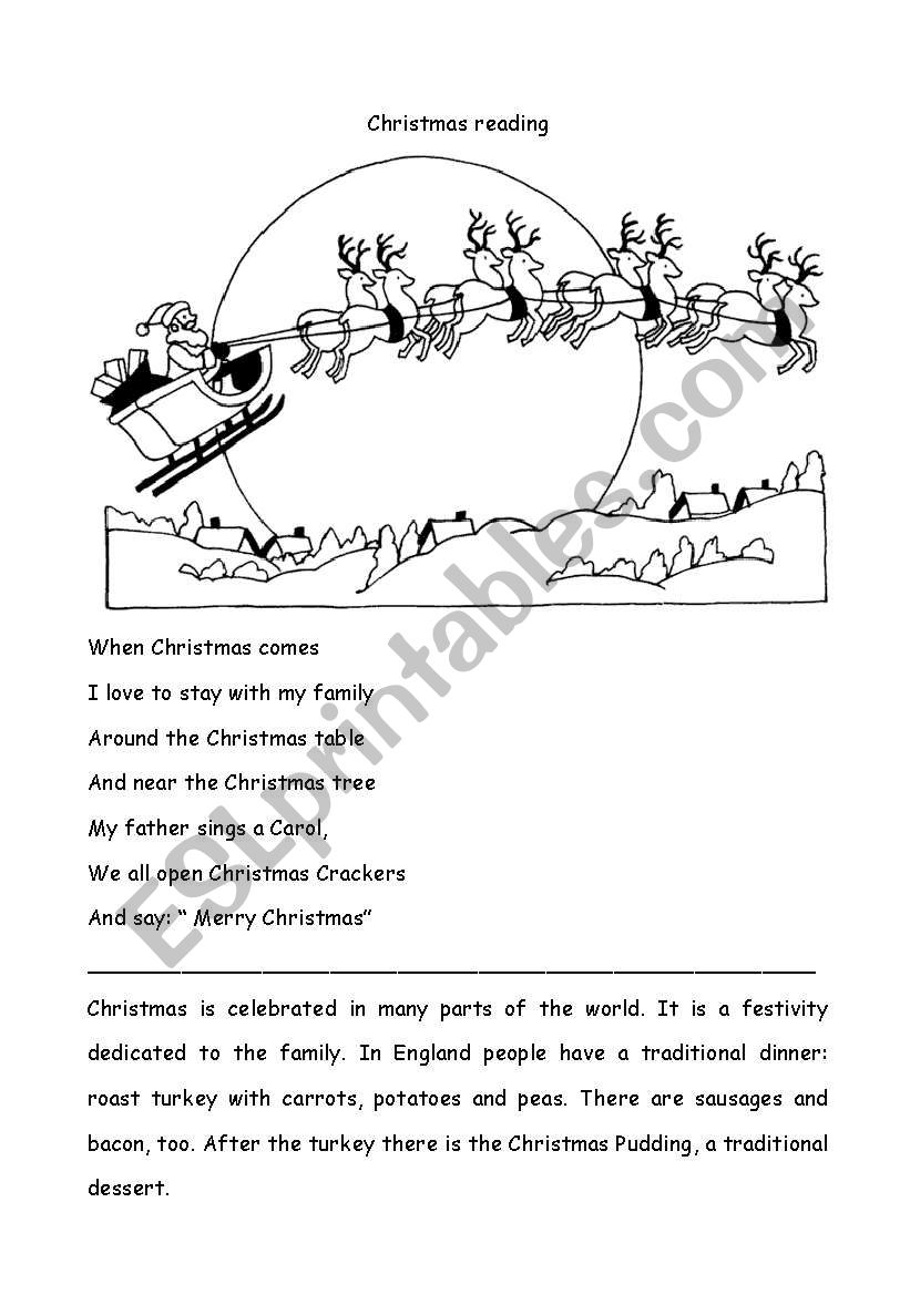 Christmas reading worksheet