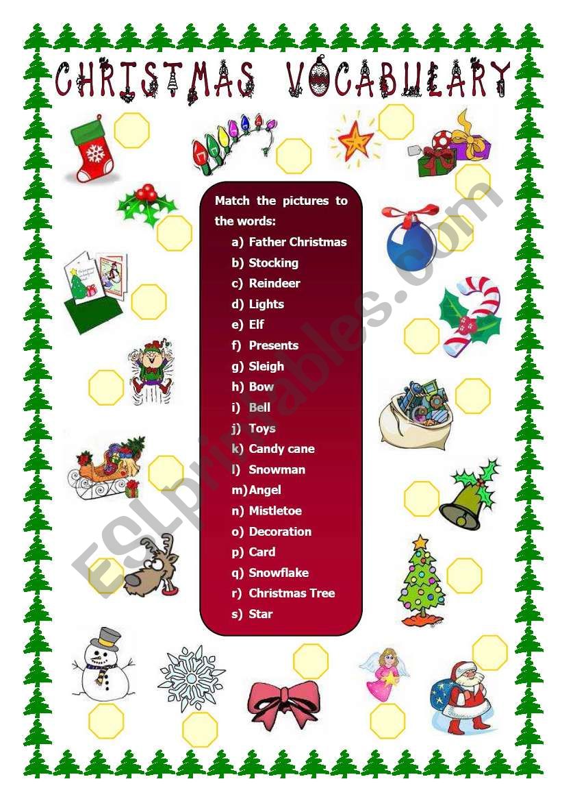 Christmas Vocabulary & Wordsearch
