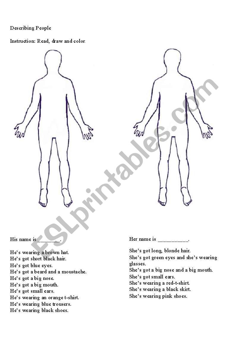 Describing people worksheet