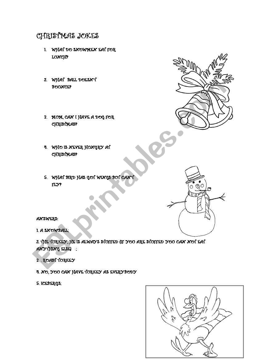 christmas jokes worksheet