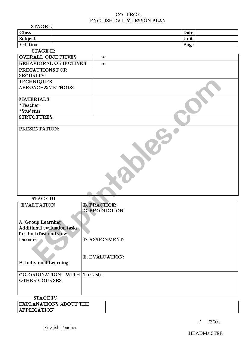 lesson plan worksheet