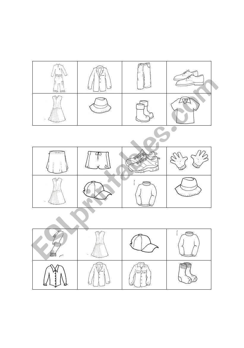 BINGO CLOTHES 1 worksheet