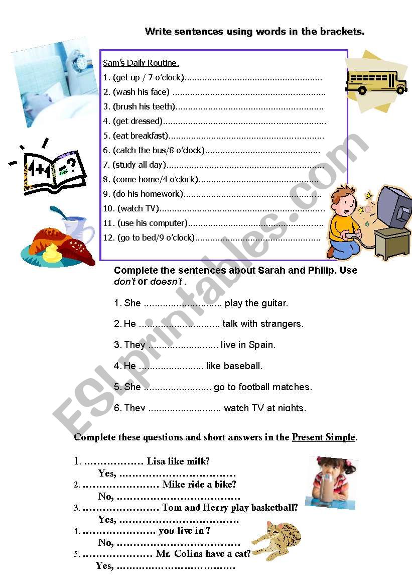 simple present tense worksheet