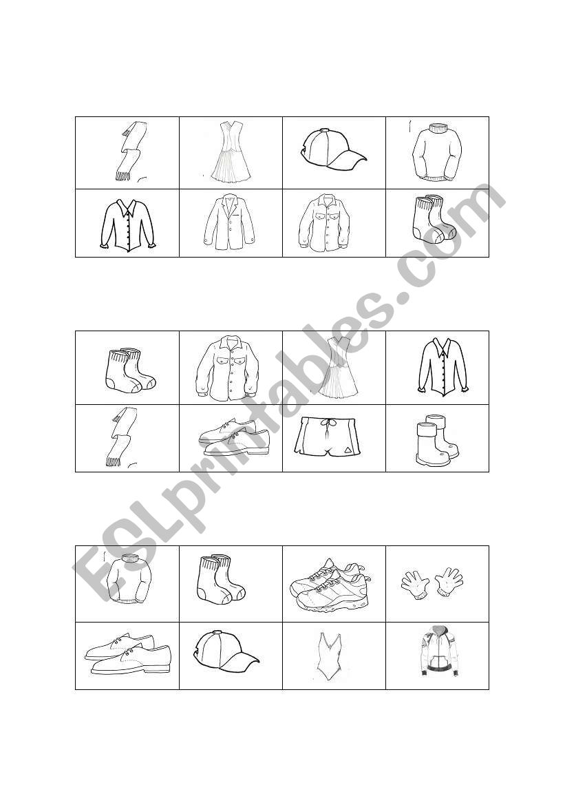 BINGO CLOTHES 3 worksheet