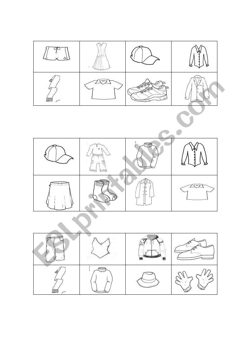 BINGO CLOTHES 5 worksheet