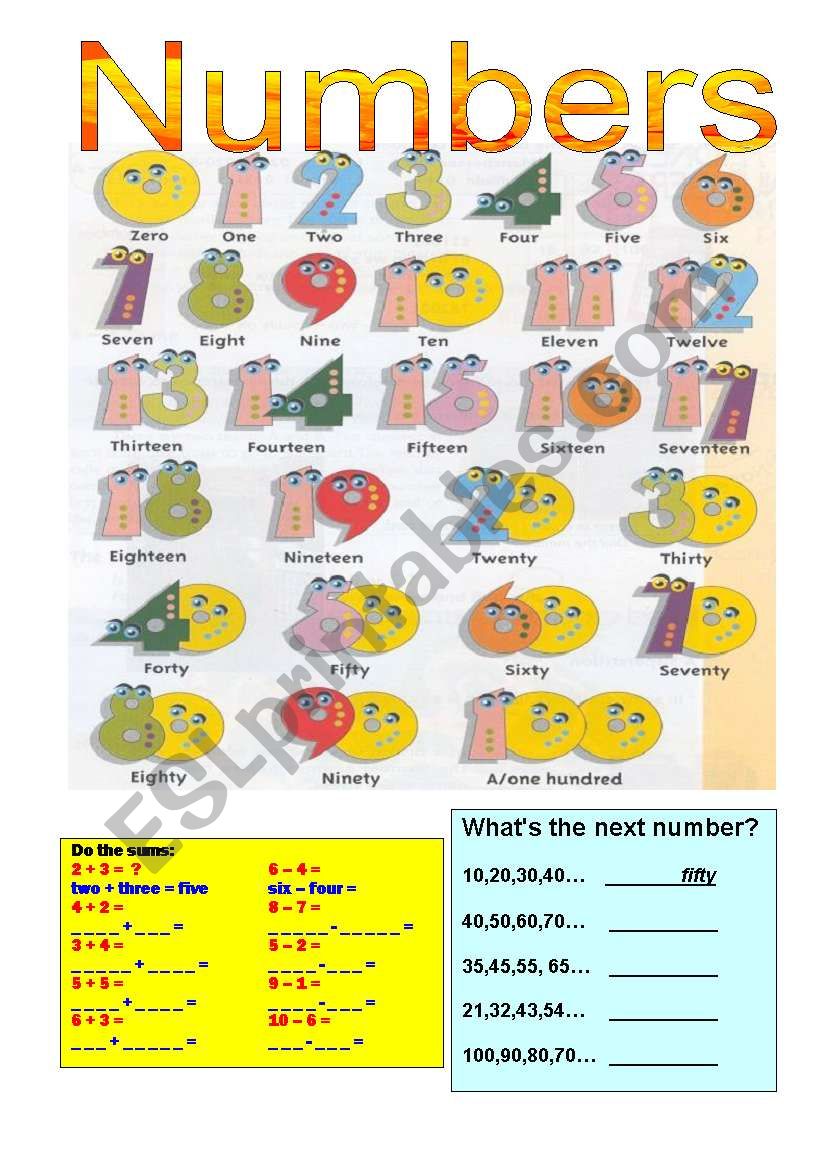 Numbers worksheet