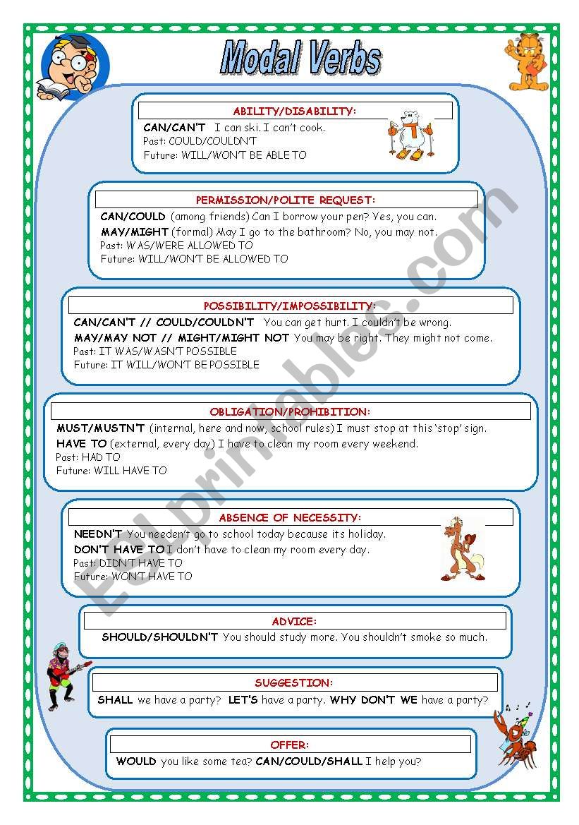 Modal verbs worksheet