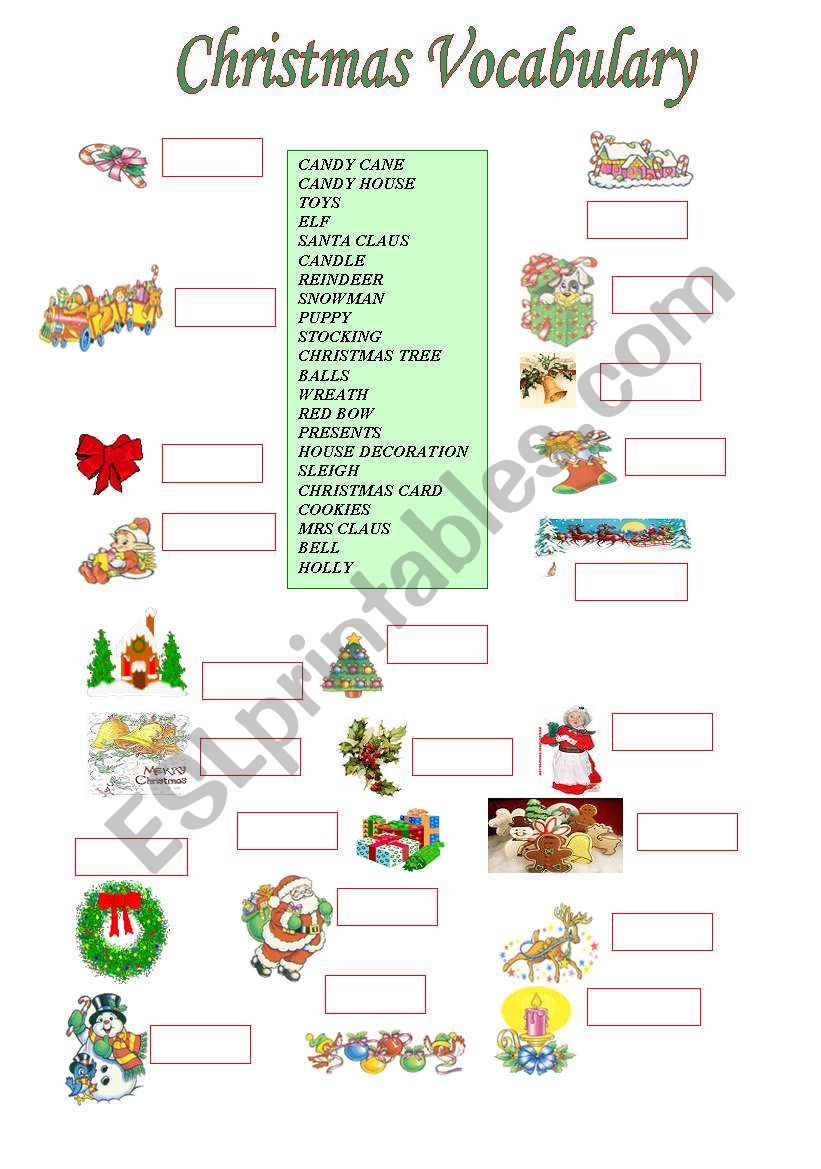 Christmas Vocabulary worksheet