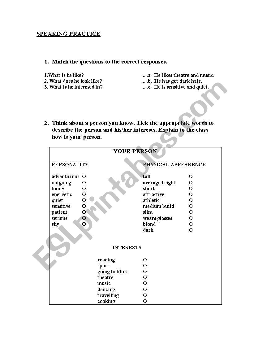 GETTING TO KNOW SOMEONE worksheet