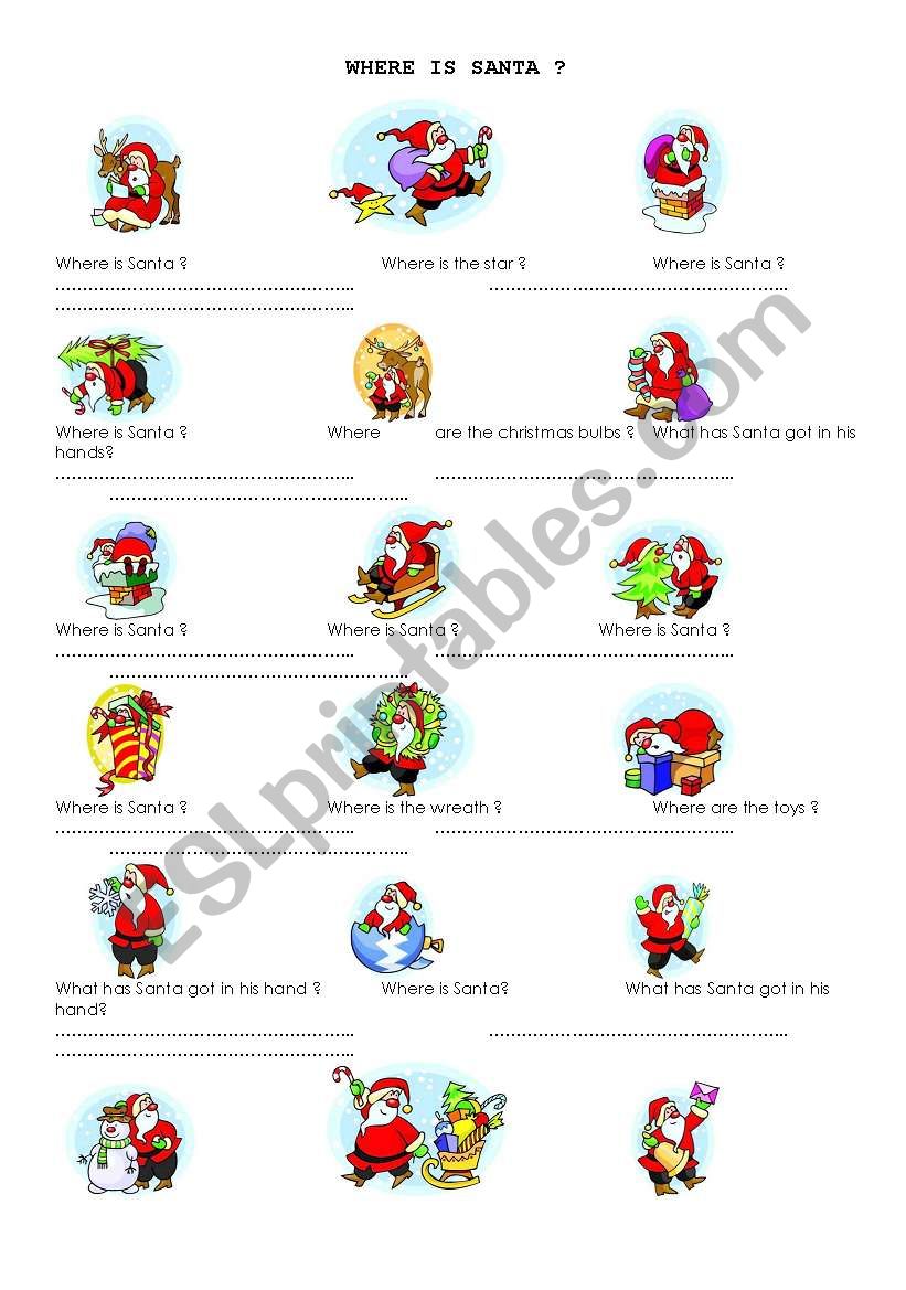 Where is Santa? worksheet