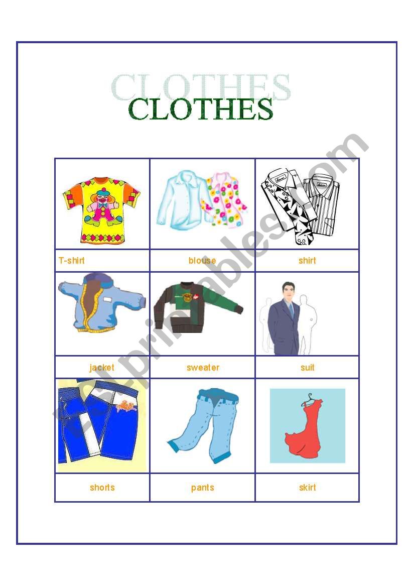 clothes worksheet