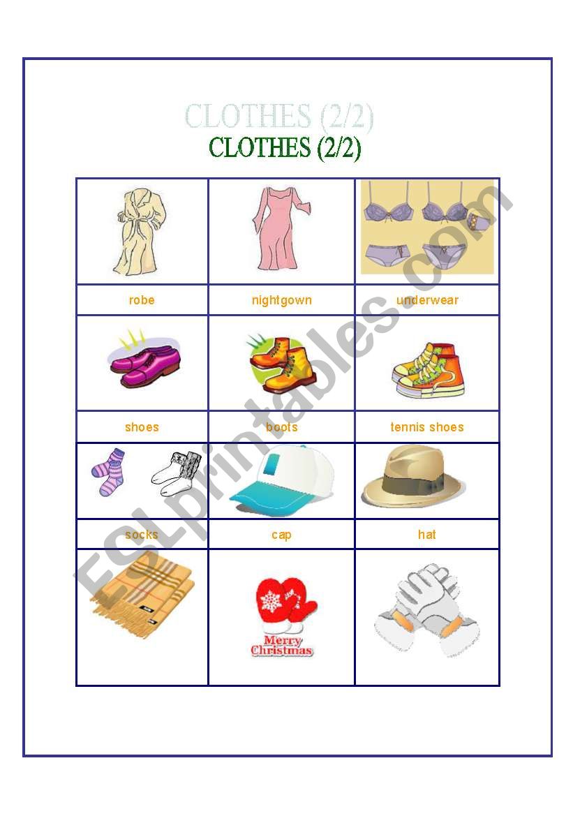 clothes worksheet