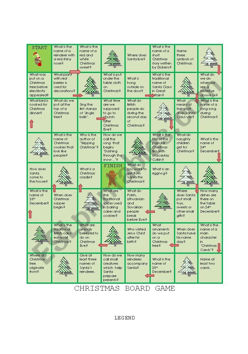 CHRISTMAS BOARD GAME worksheet