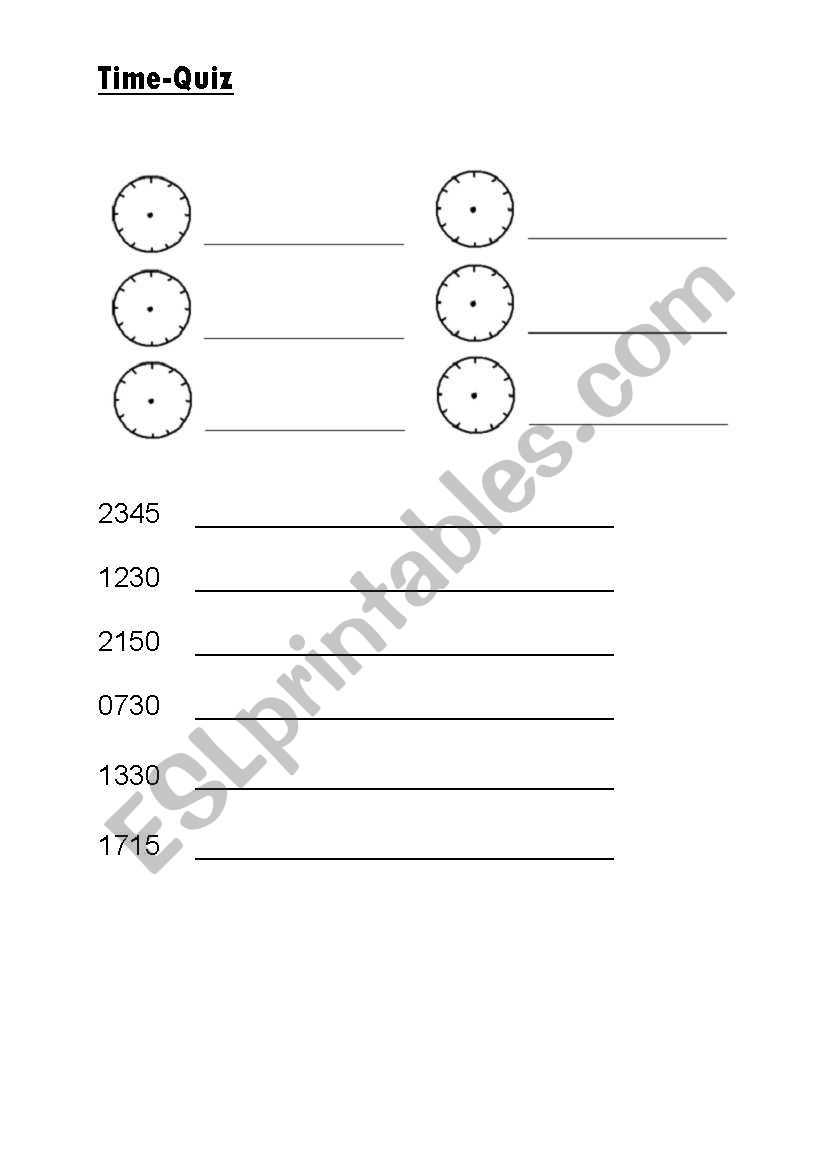 Time-Quiz worksheet