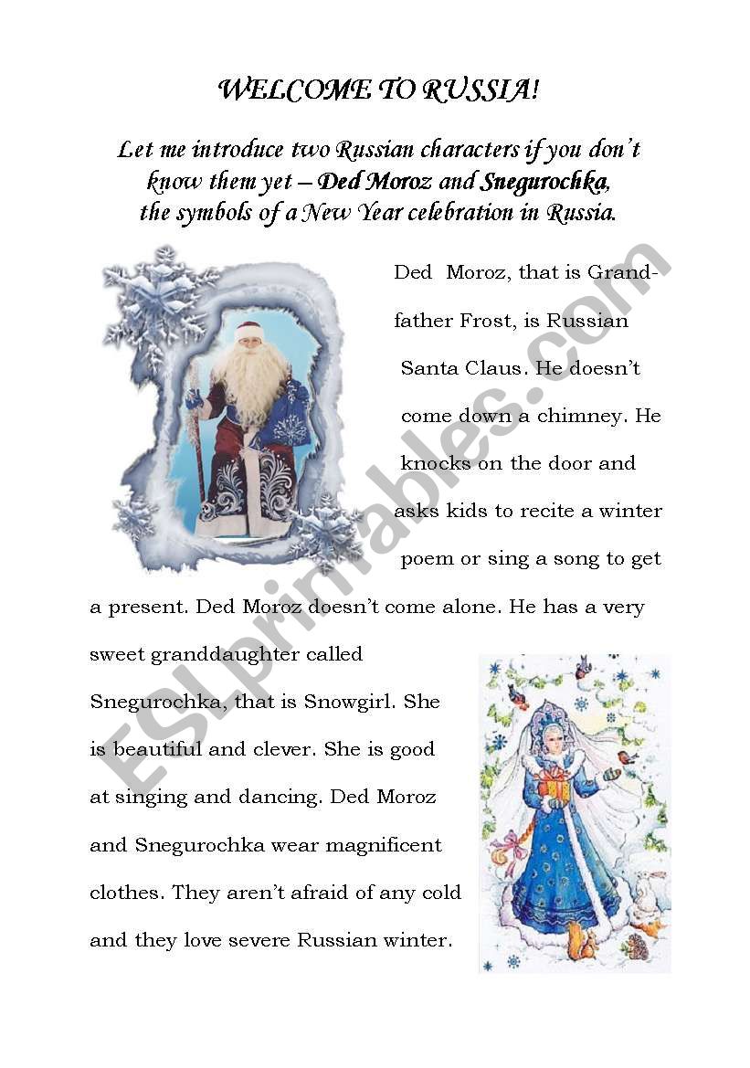 Russian New Year Characters worksheet