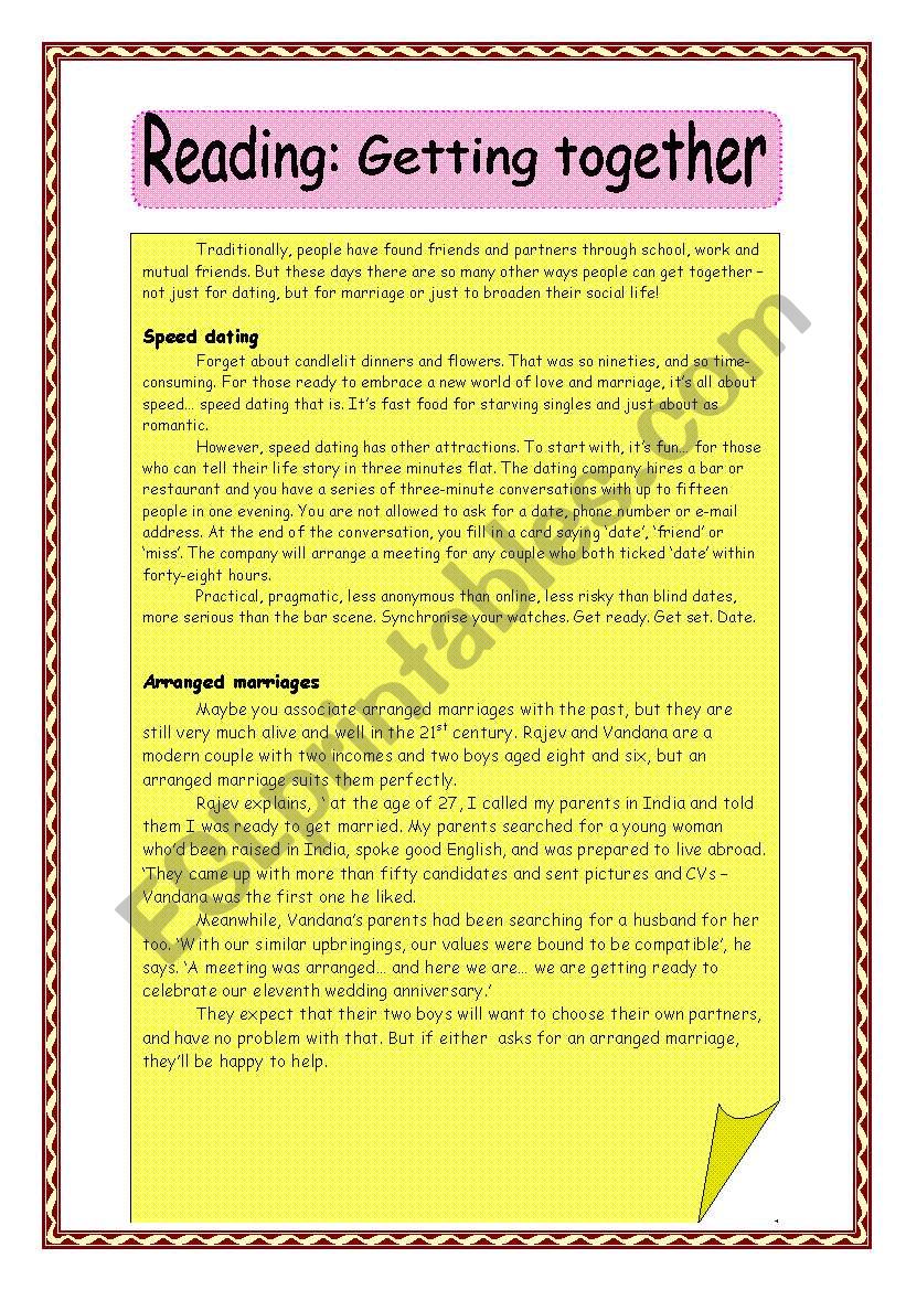 Reading - Speaking  (Getting together)