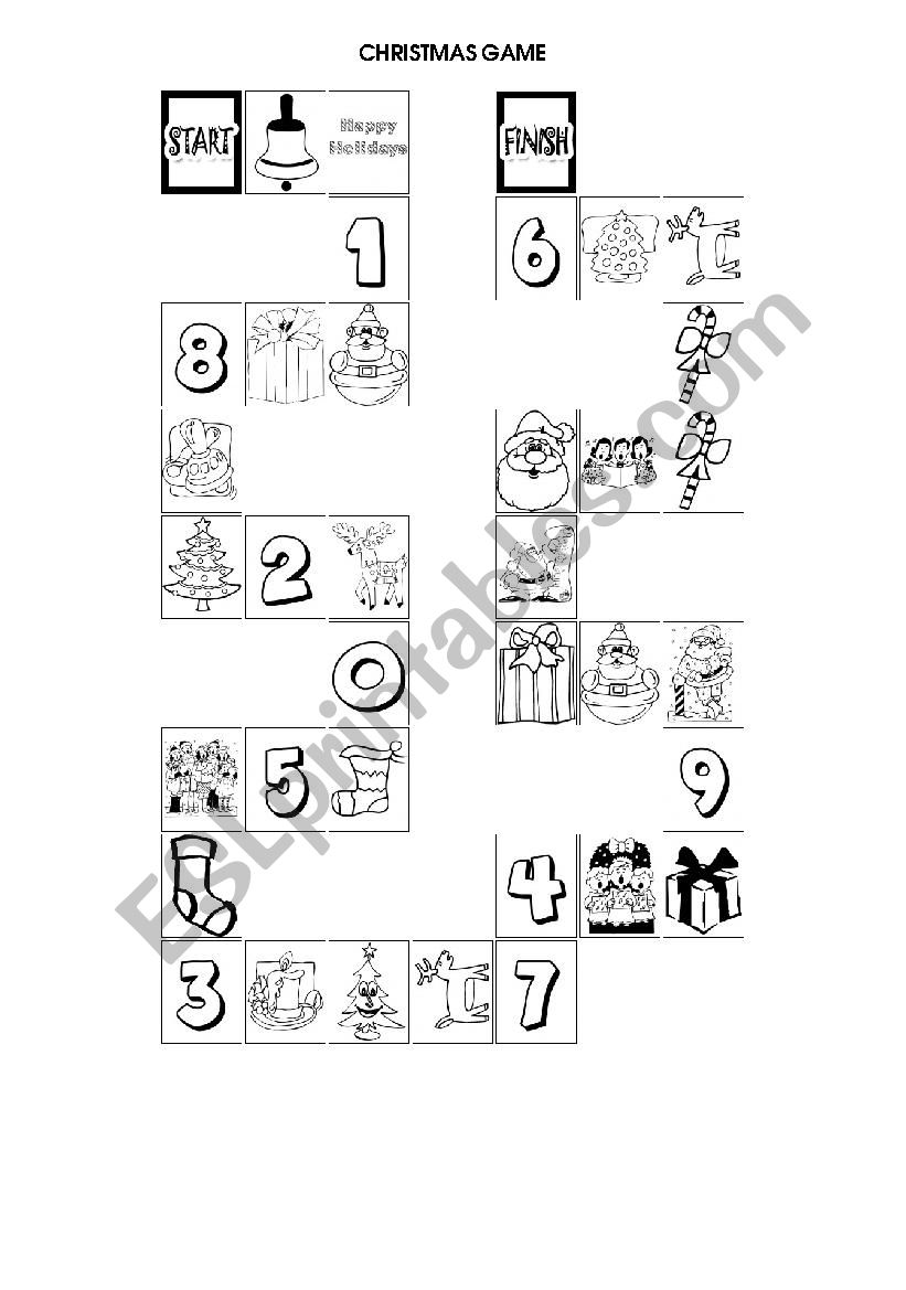 christmas board game worksheet