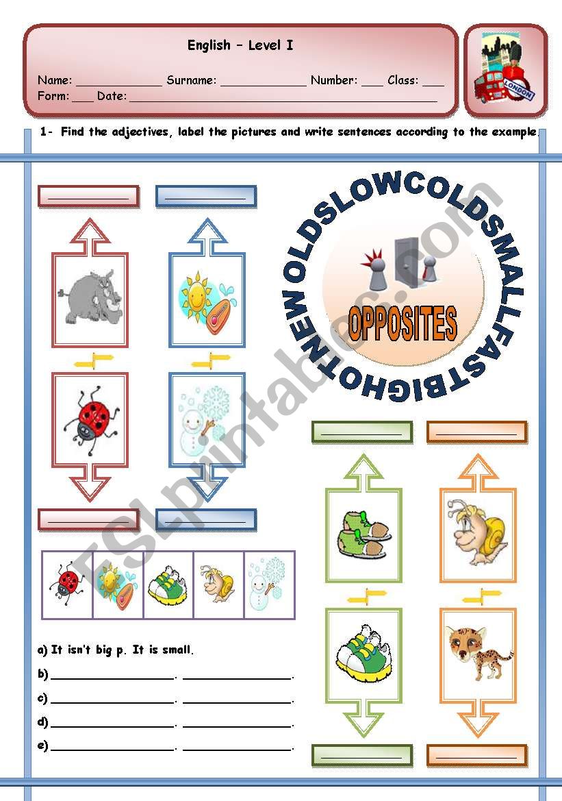 OPPOSITES - PART II worksheet