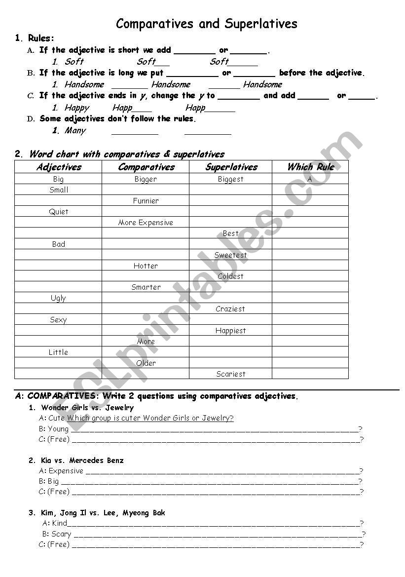 Comparatives & Superlatives worksheet