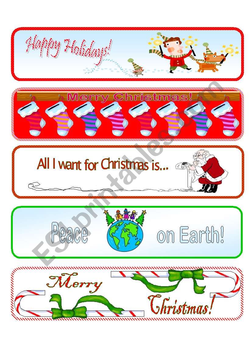 Christmas Bookmarks and Songs worksheet
