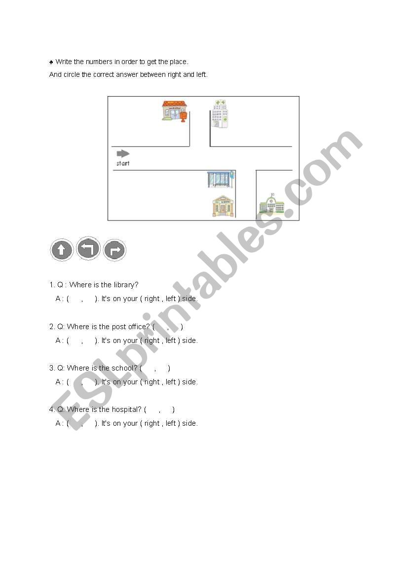 Giving Directions worksheet