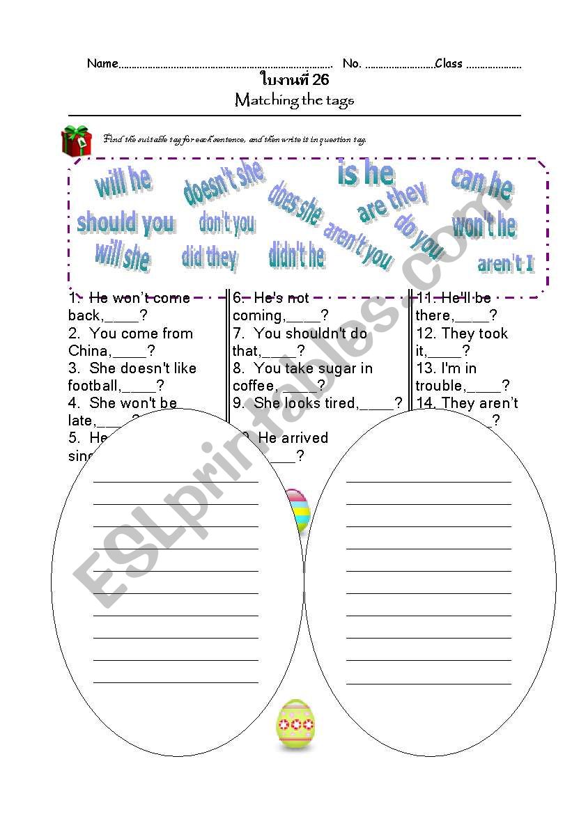 Matching the tags worksheet