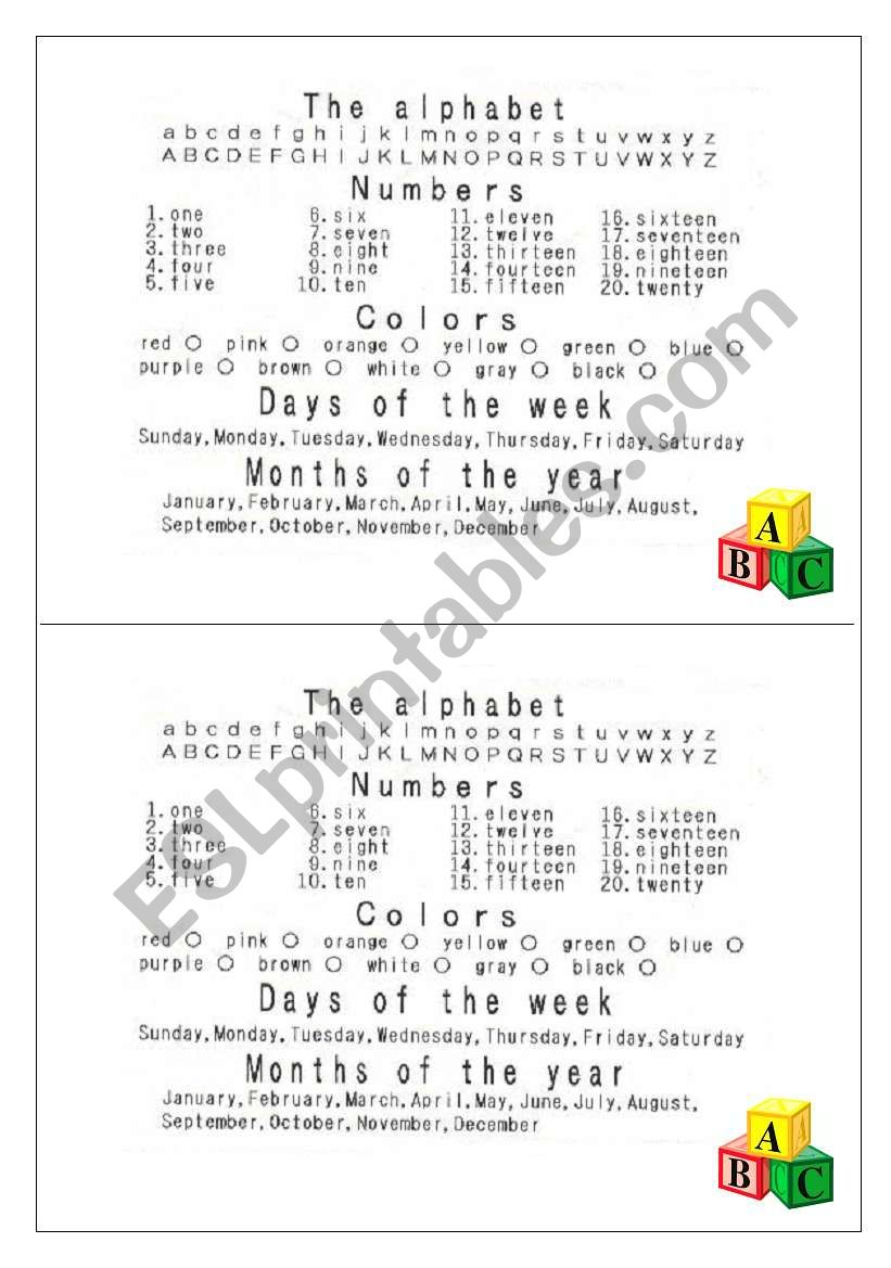 BASIC Reference Card for Students