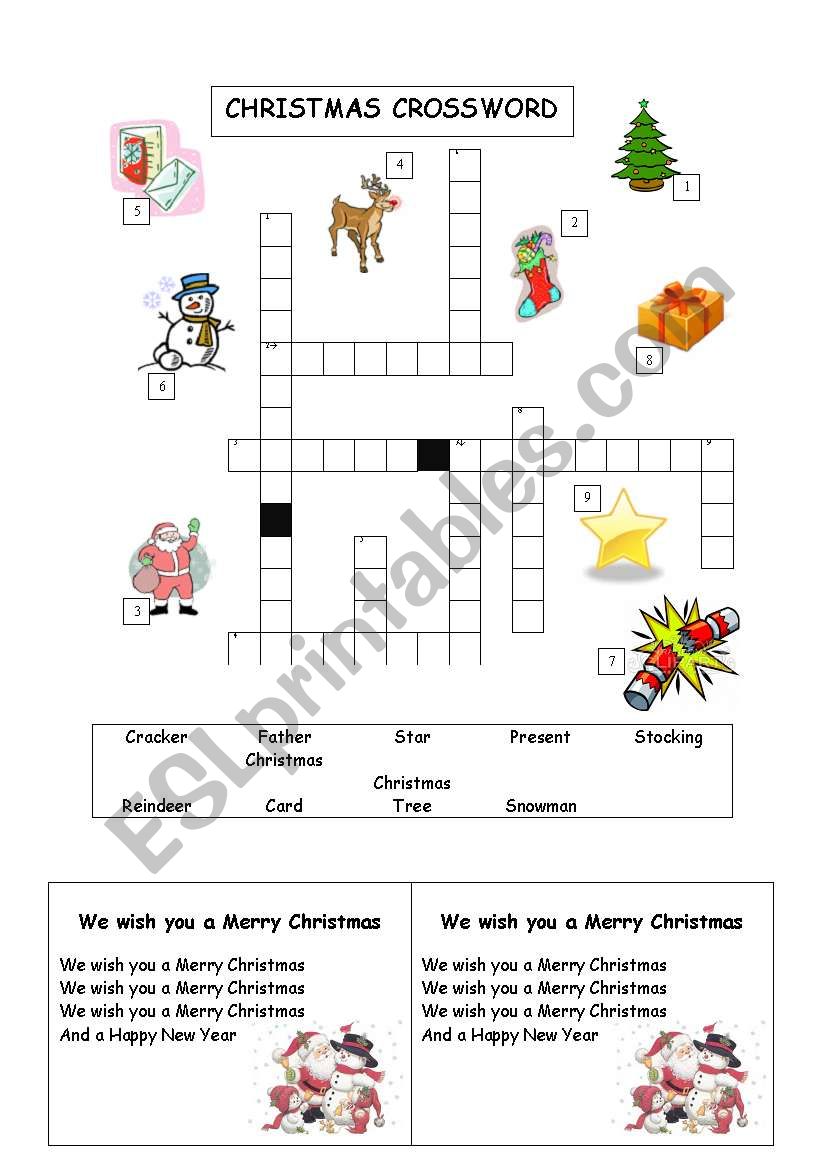 Christmas Crossword and We wish you a Merry Christmas 