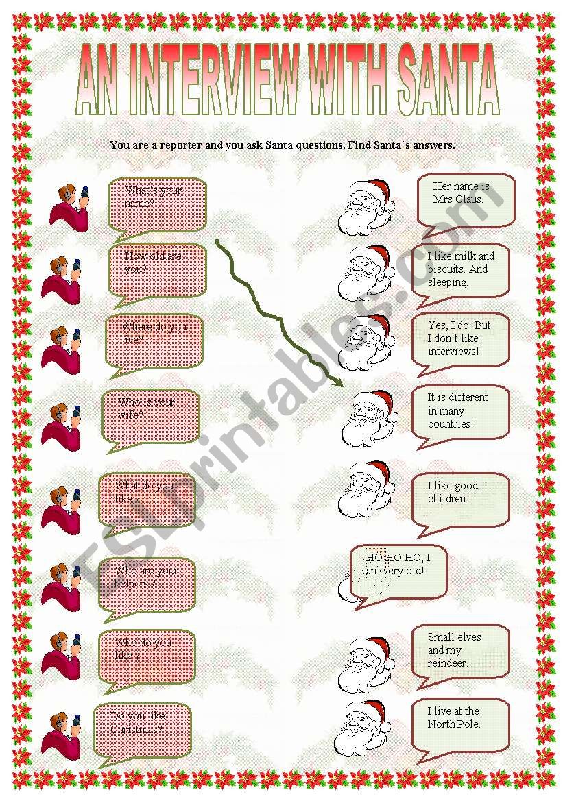 An interview with Santa worksheet