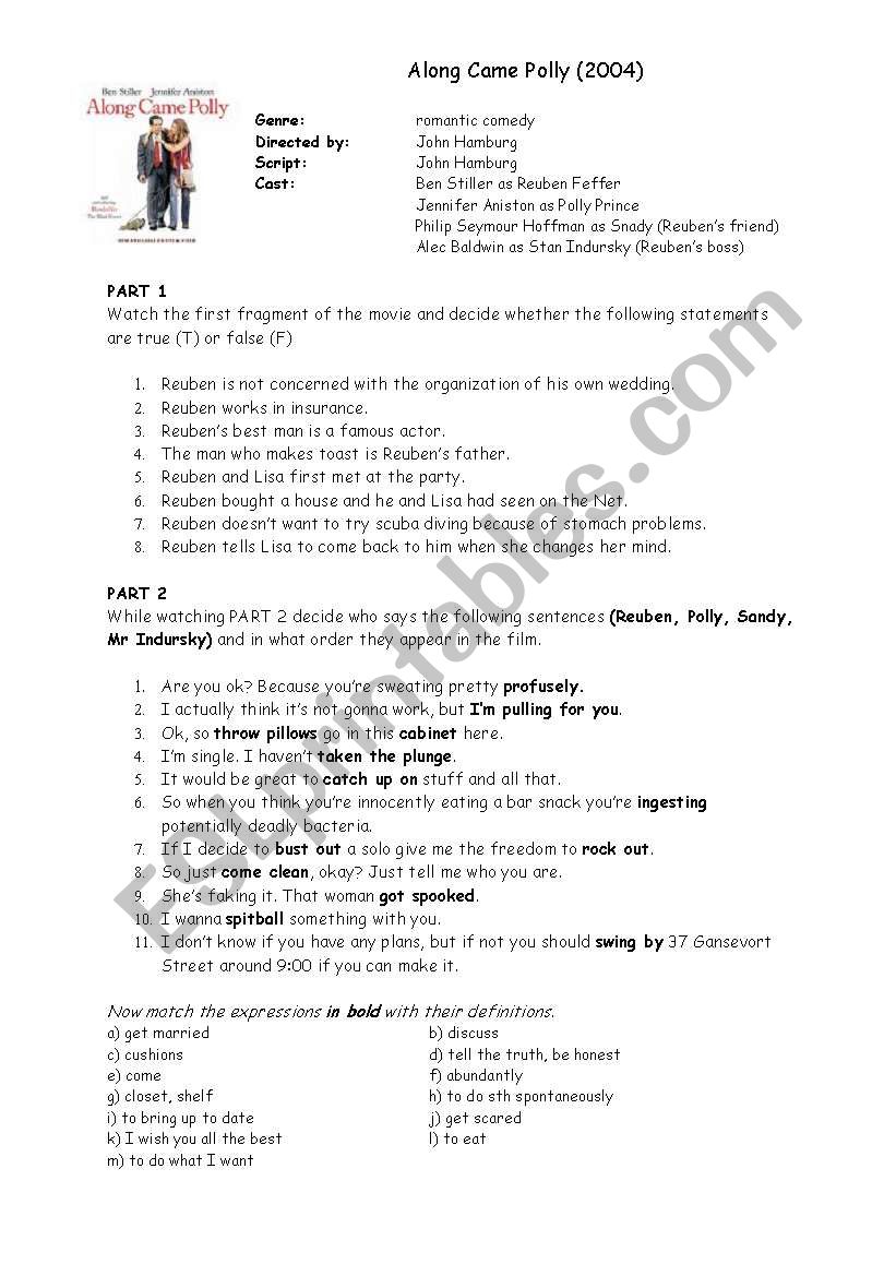 Along Came Polly video worksheet