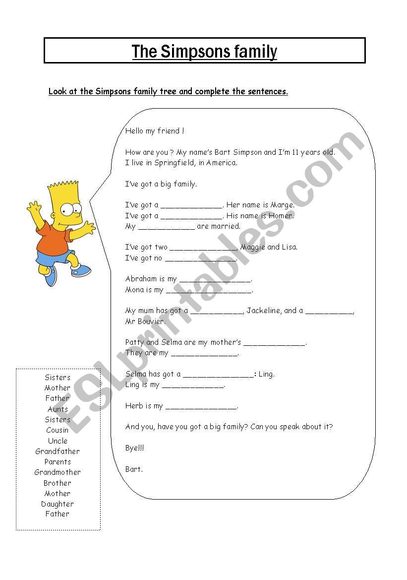family -reading and speaking worksheet