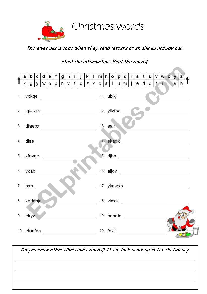 A Christmas Word Search worksheet