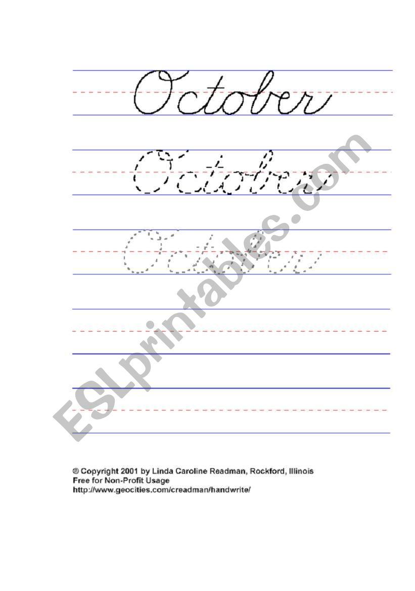 Months worksheet
