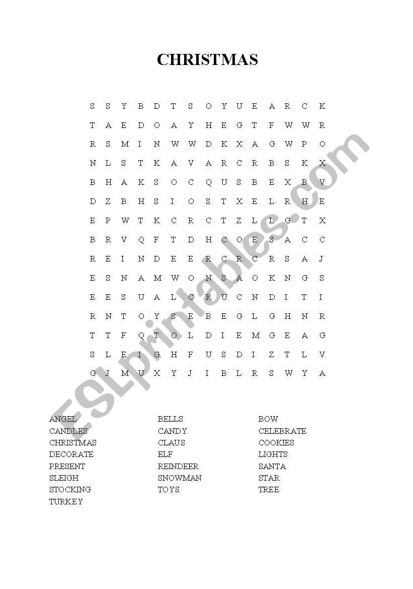 CHRISTMAS WORDSEARCH worksheet