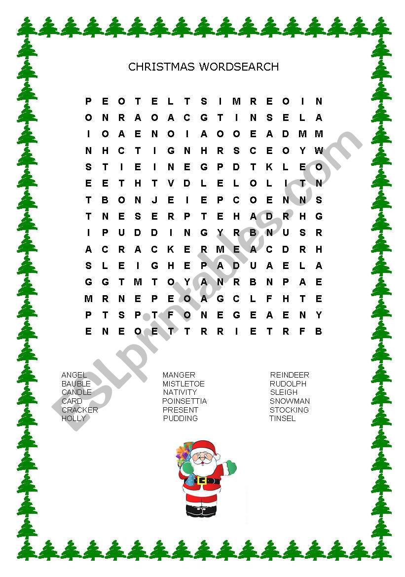 Christmas Wordsearch worksheet