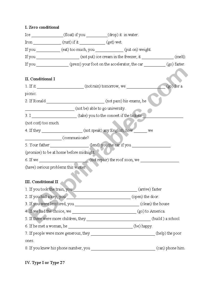 Conditionals worksheet