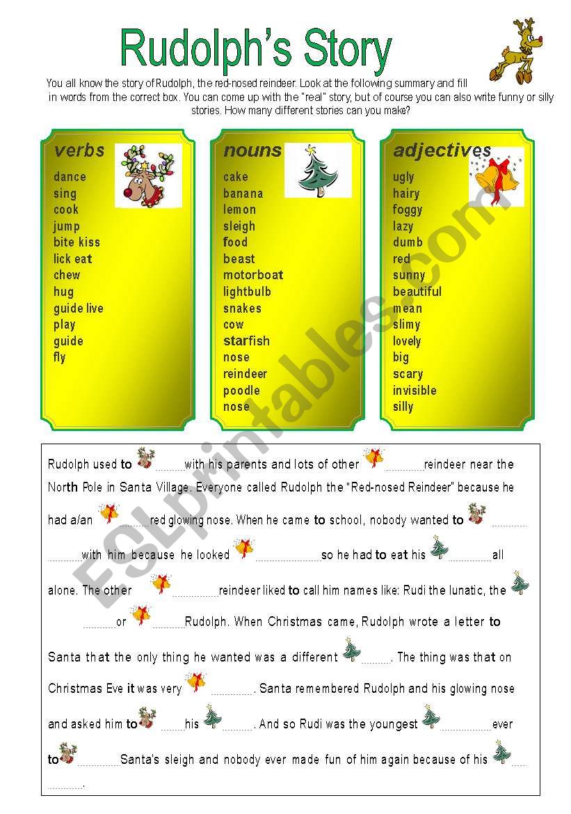 RudolphÂ´s story worksheet