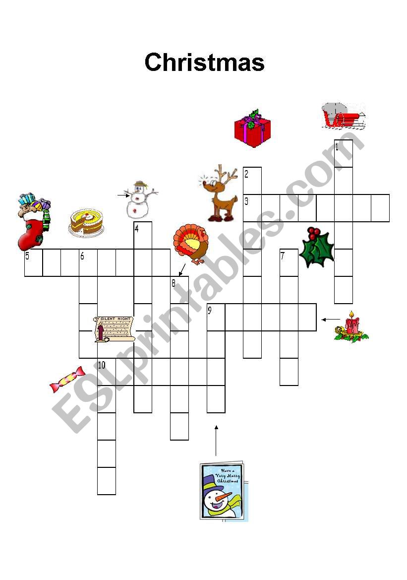 Christmas vocabulary crossword