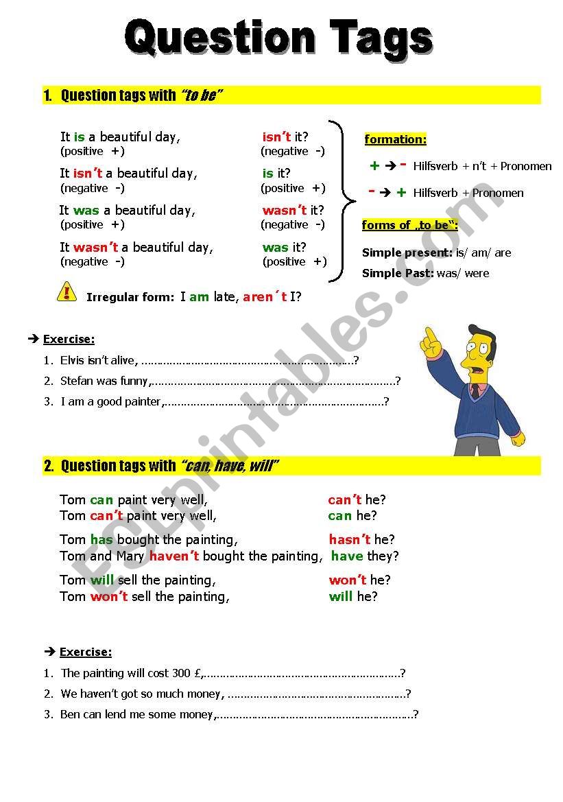 Question tags worksheet