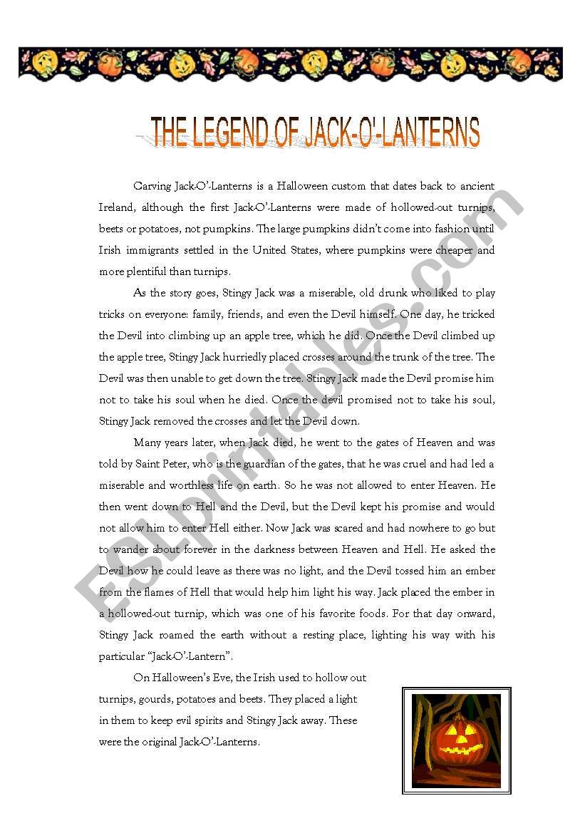 Reading, The Legend of Jack-o-Lanterns