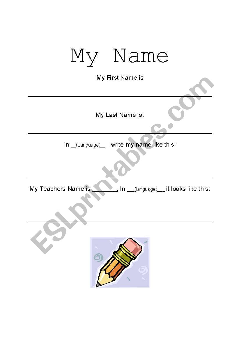 My Name worksheet