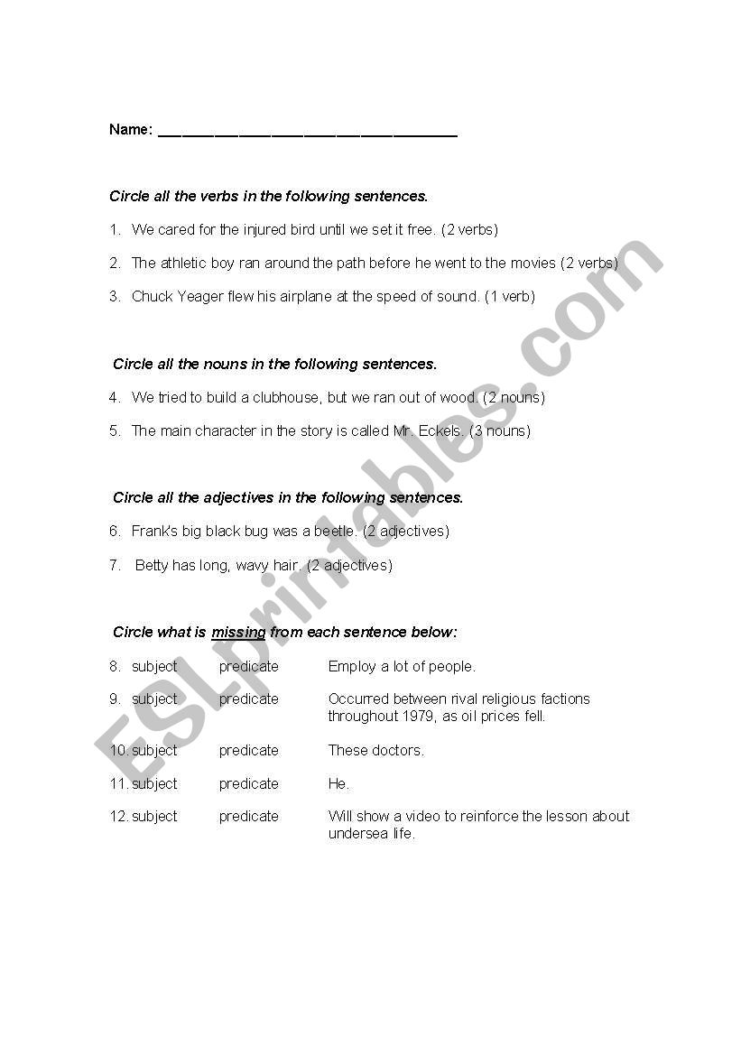 english-worksheets-subject-predicate-noun-verb-adj